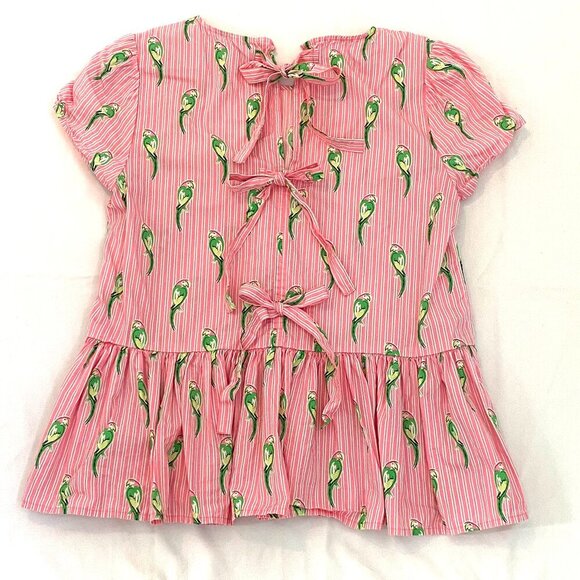 Crown & Ivy ruffle pink green blouse Womens Small parrots feminine resort beachy - Picture 4 of 7